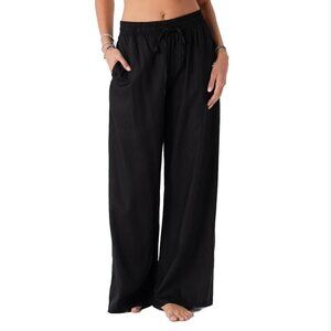 NWT Green Dragon Wide Leg Pants Sz.XL Black Drawstring Pockets High Rise